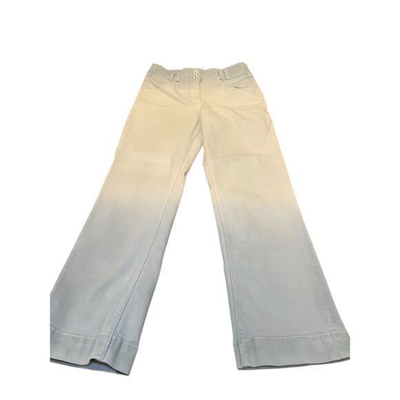 Anthropologie Women 27 Ombre Straight Leg High Rise Jeans Faded Blue, White Boho - Picture 3 of 9